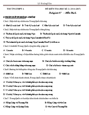 Đề kiểm tra học kỳ II môn Địa lý Lớp 11 - Năm học 2016-2017